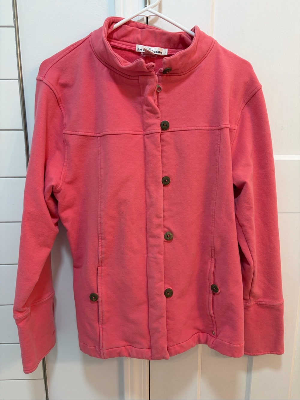 neon buddha Coral Pink Button-Front Utility Jacket Size L